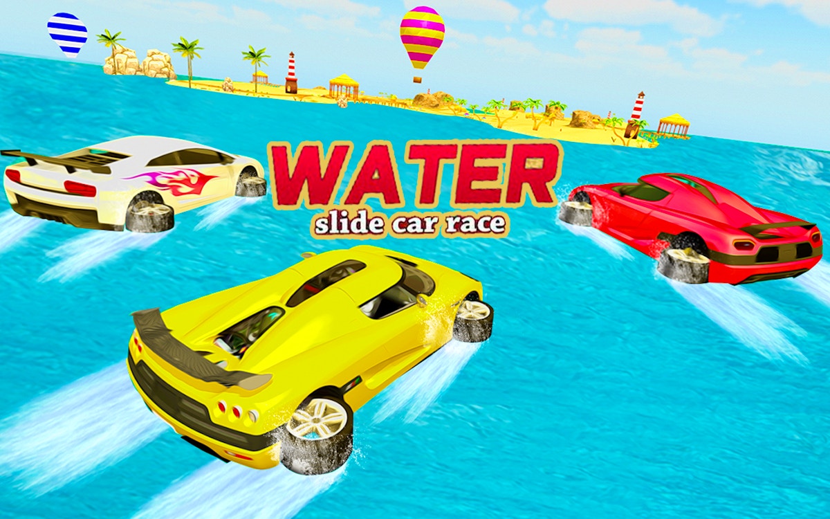 Water Slide Car Race - Water Surfing Stunts